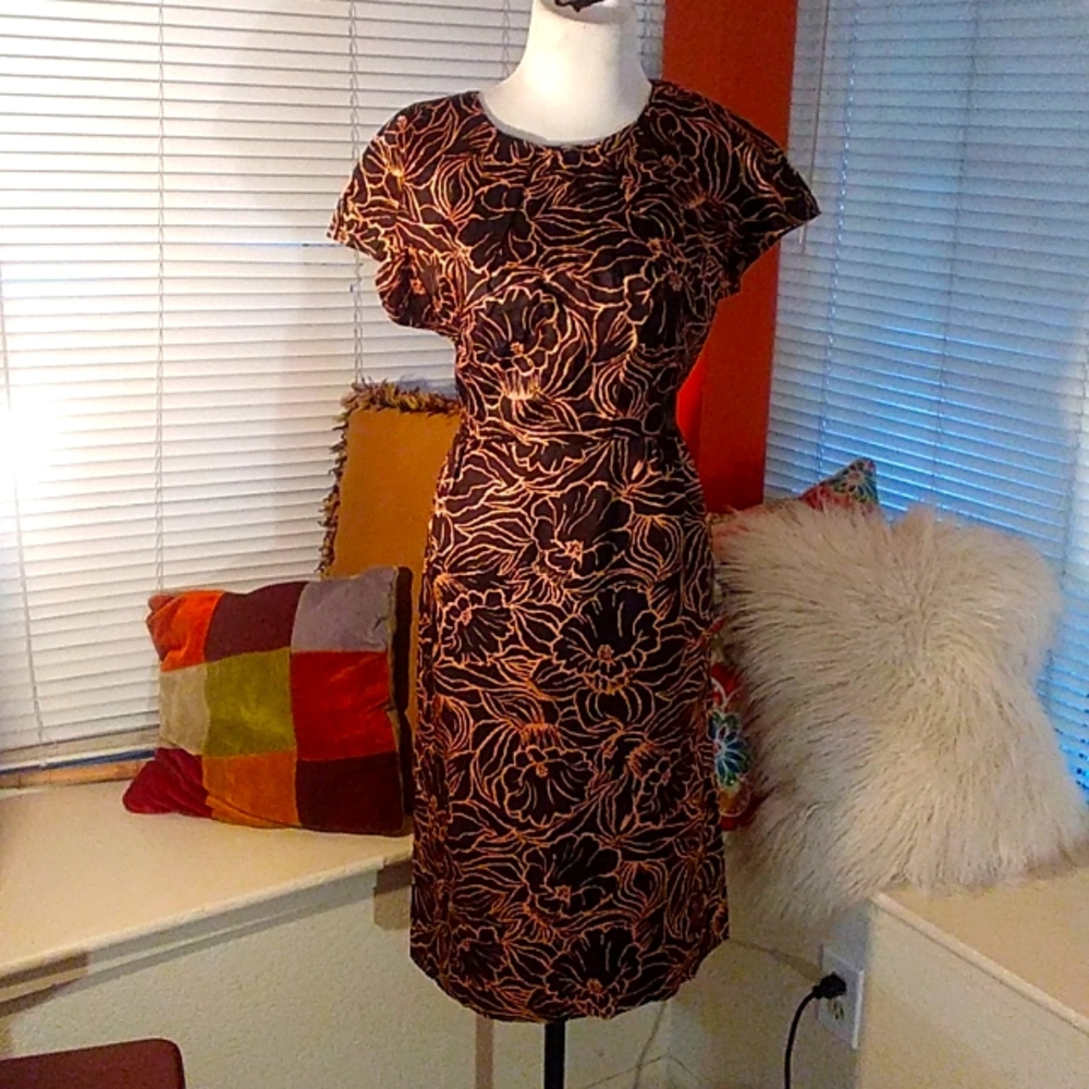 Vintage MCM Flower Print Wiggle Dress